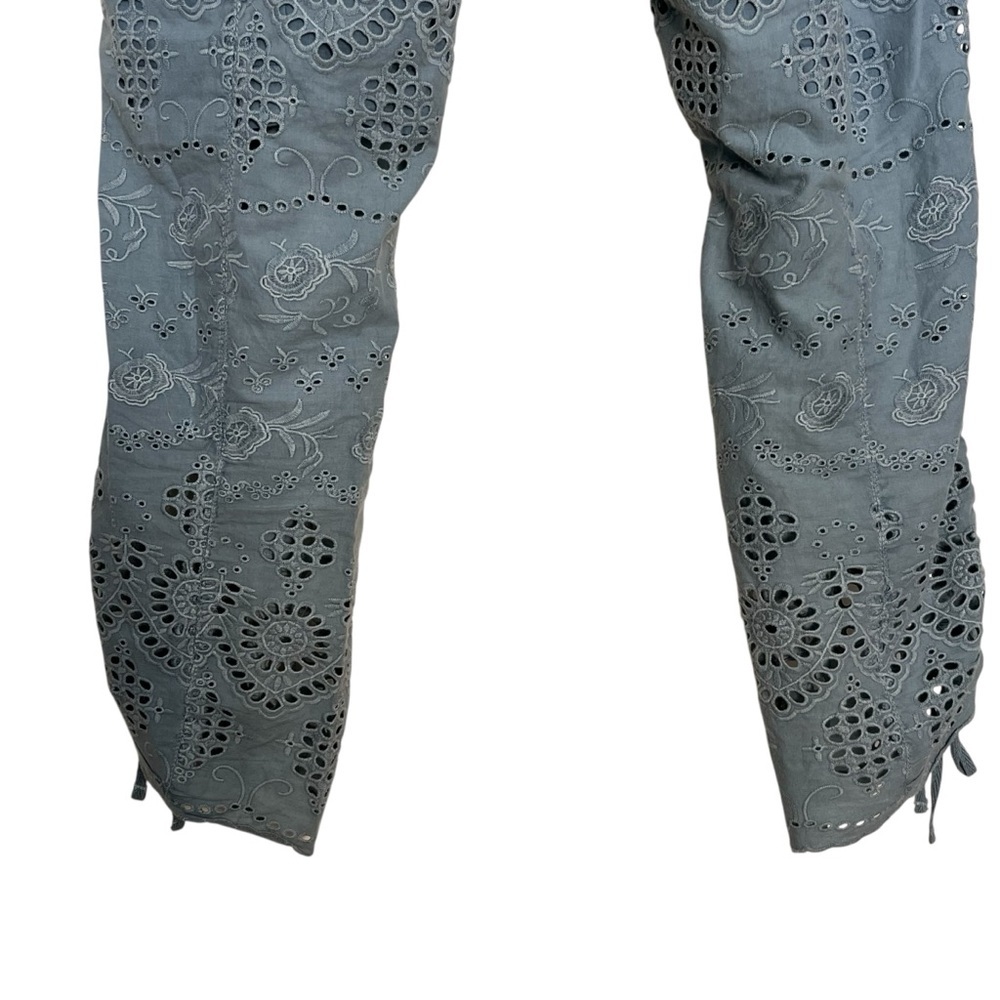 Sundance Womens Everyday Eyelet Pants Seafoam Tie Waist Cinch Hem BOHO — Size 6 - Picture 9 of 15